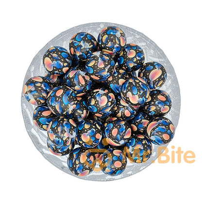 15mm New Round Print Silicone Beads