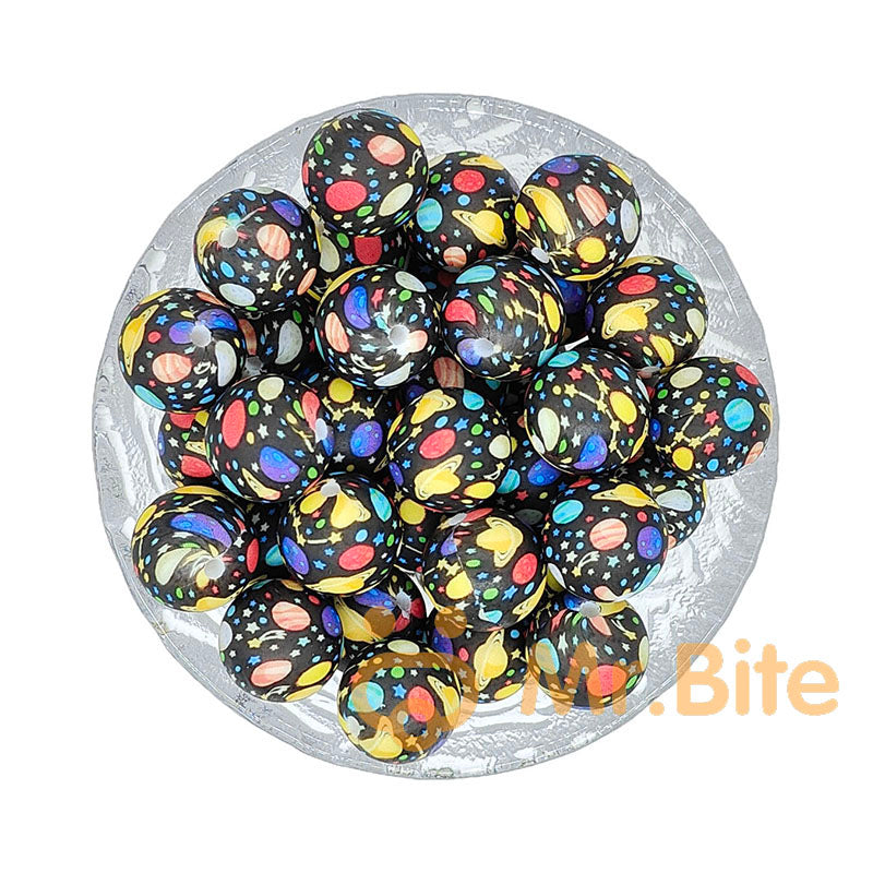 15mm New Round Print Silicone Beads