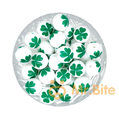 15mm New Round Print Silicone Beads