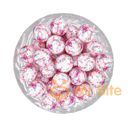 15mm New Round Print Silicone Beads