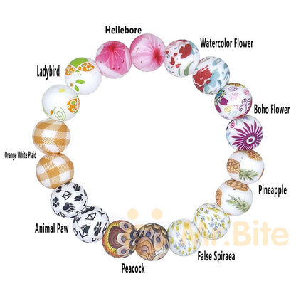 15mm New Print Silicone Beads