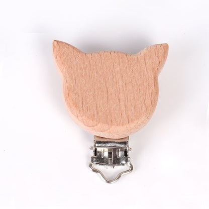 Wooden Animal Pacifier Clip