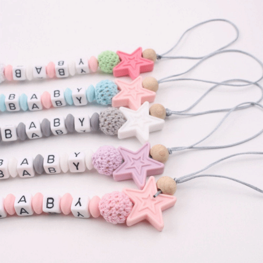 Personalized Name - Star Pacifier Chain Clip
