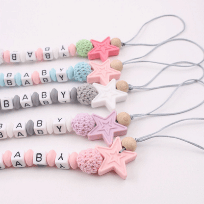 Personalized Name - Star Pacifier Chain Clip