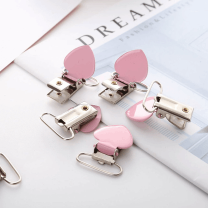 Heart - Metal Pacifier Clips /Pink