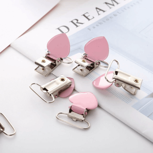 Heart - Metal Pacifier Clips /Pink