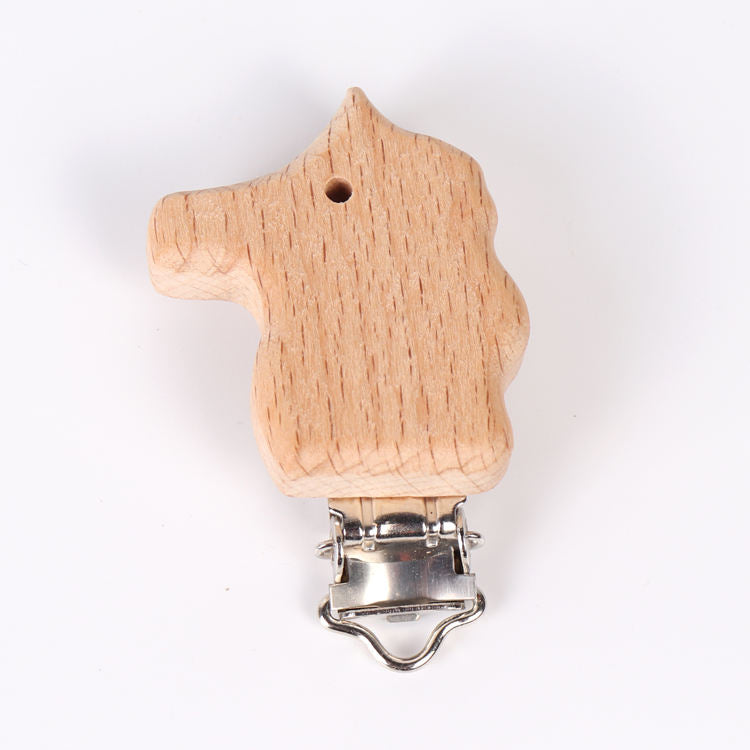 Wooden Animal Pacifier Clip
