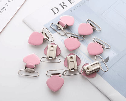 Heart - Metal Pacifier Clips /Pink