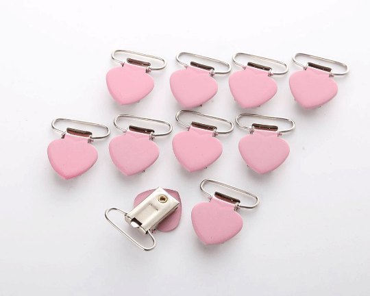 Heart - Metal Pacifier Clips /Pink