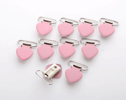 Heart - Metal Pacifier Clips /Pink