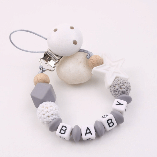 Personalized Name - Star Pacifier Chain Clip