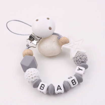 Personalized Name - Star Pacifier Chain Clip